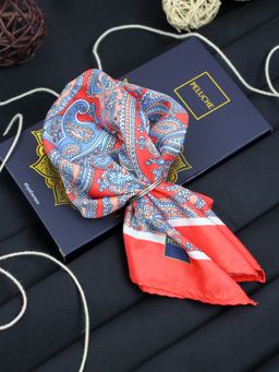 PELUCHE - Silk Paisley Design Pocket Square For Men Red