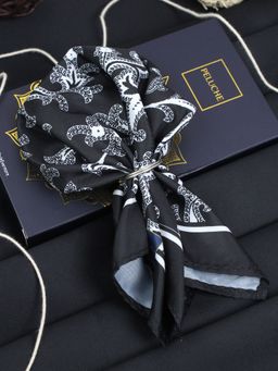 PELUCHE - Beautiful Floral Pocket Square For Men Black