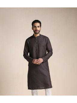 Manyavar - Brown Blended Viscose Printed Kurta Only