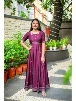 Label Rishmaan - Marsala Purple Mirror Work Dress
