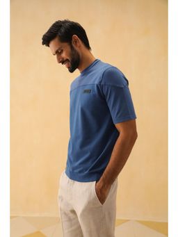 PRIMAL GRAY - Blue Organic Cotton Double Textured T-shirt