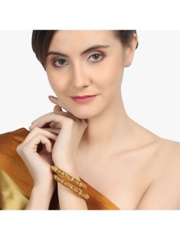 Adwitiya - Women Set of 2 24K Gold Plated Embellished Designer Kada