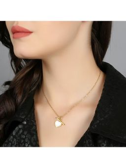 Adwitiya - Women Gold Plated Heart and Arrow Pendent with Chain