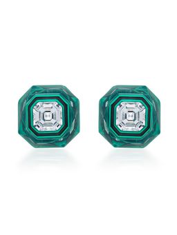 Isharya - B Dazzle Infinity Cut Green Crystal Studs In Coloured Plating