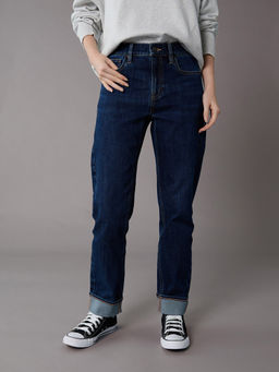 American Eagle - Navy Blue Cotton Blend Straight Leg Jeans