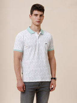 Crocodile - Mens Printed Half Sleeve Casual Green Polo T-Shirt