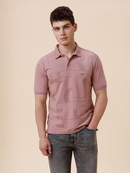 Crocodile - Mens Solid Half Sleeve Casual Mauve Polo T-Shirt