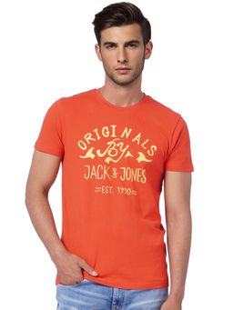 Jack & Jones - Red Graphic Print Crew Neck T-shirt