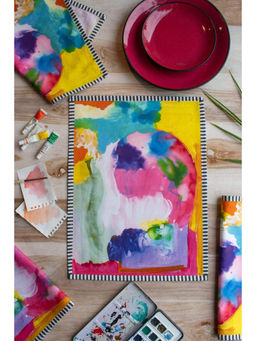 Freedom Tree - Head In The Cloud Polysilk Multi-Colored Print & Pattern Table Mats - Set Of 4