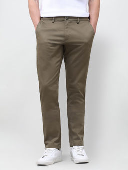 U.S. POLO ASSN. - Sage Olive Textured Satin Weave Regular Fit Men's Trouser
