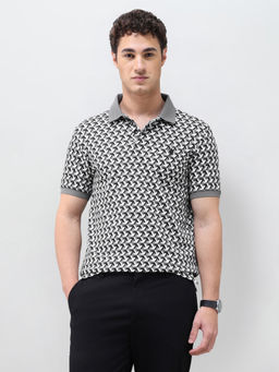 U.S. POLO ASSN. - Black Printed Slim Fit Men's Polo T-Shirt