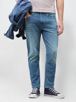 U.S. Polo Assn. Denim Co. - Mid Blue Solid Twill Straight Fit Men's Jeans