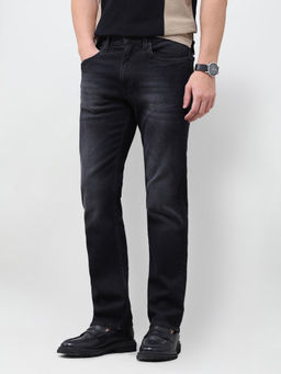 U.S. Polo Assn. Denim Co. - Washed Black Solid Cotton Straight Fit Men's Jeans