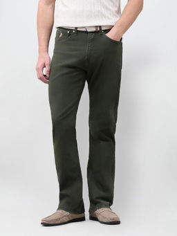 U.S. Polo Assn. Denim Co. - Olive Solid Twill Straight Men's Jeans