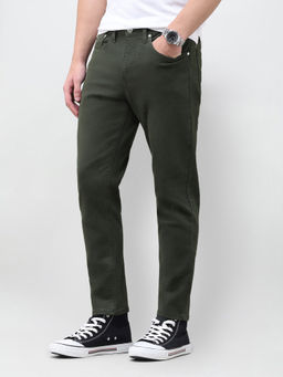 U.S. Polo Assn. Denim Co. - Olive Solid Cotton Stretch Straight Fit Men's Jeans