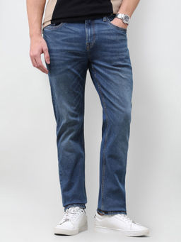 U.S. Polo Assn. Denim Co. - Mid Blue Solid Twill Straight Fit Men's Jeans