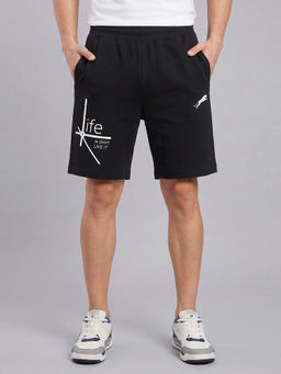 ARDEUR ZEAL IN YOU - Men's Black Regular Fit Life Is Short Typography Shorts