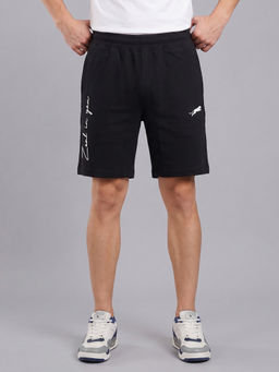 ARDEUR ZEAL IN YOU - Men's Black Regular Fit Cursive Branding Typography Shorts