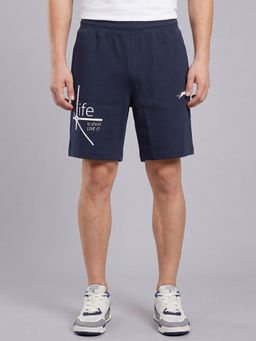 ARDEUR ZEAL IN YOU - Men's Navy Regular Fit Life Is Short Typography Shorts
