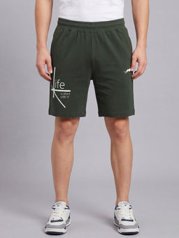 ARDEUR ZEAL IN YOU - Men's Olive Regular Fit Life Is Short Typography Shorts