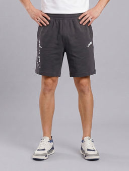 ARDEUR ZEAL IN YOU - Men's Steel Grey Regular Fit Cursive Branding Typography Shorts