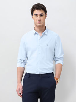 U.S. Polo Assn. Denim Co. - Light Blue Solid Regular Fit Lyocell Men's Shirt