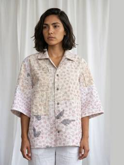 Doodlage - Noren White Collar Neck Embroidered Shirt