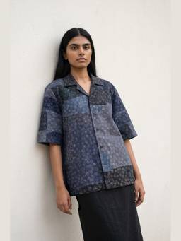 Doodlage - Noren Blue Collar Neck Embroidered Shirt