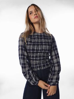 ONLY - Black Checks Casual Top