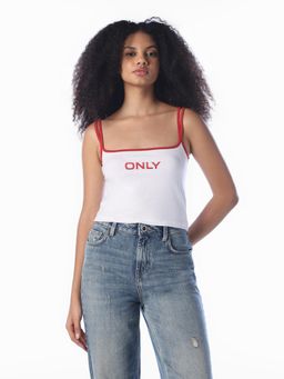 ONLY - White Typography Casual Crop Top