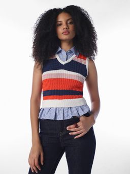ONLY - Multi-Color Stripes Casual Top