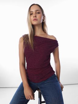 ONLY - Burgundy Embroidered Casual Top