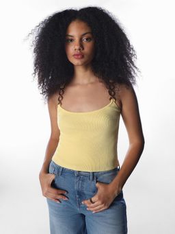 ONLY - Yellow Solid/Plain Casual Top