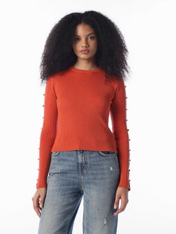 ONLY - Orange Textured Casual Top