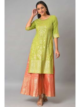Aurelia - Green Embroidered Foil Printed Signature Kurta
