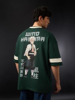 The Souled Store - Demon Slayer Sanemi Men Super Oversized T-shirt - Green