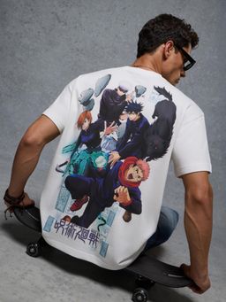 The Souled Store - Official Jujutsu Kaisen Sorcerer Men Oversized T-shirt - White