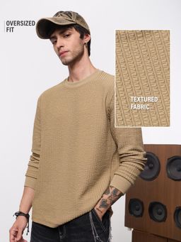 The Souled Store - Affogato Men Oversized Full Sleeve T-shirt - Tan