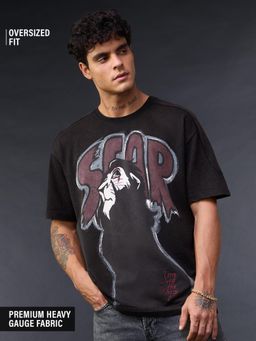 The Souled Store - Official Disney The Lion King Scar Men Oversized T-shirt - Black