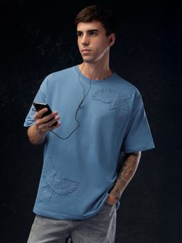 The Souled Store - Birds Men Oversized T-shirt - Blue