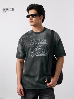 The Souled Store - Freedom Men Oversized T-shirt - Grey