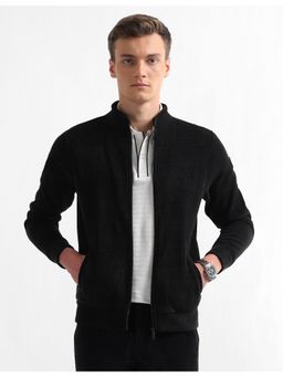 Arrow - Mens Black Solid High Neck Jacket