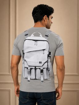 RINO7 - Mens Graphic Printed Grey Regular Fit Round-Neck T-shirt