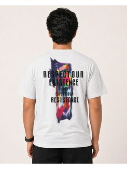 RINO7 - Mens Typography Printed White Regular Fit Round-Neck T-shirt