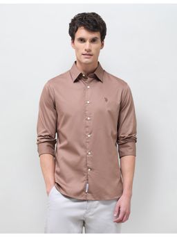 U.S. POLO ASSN. - Mens Satin Solid Shirt - Brown