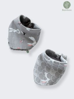 Cocoon Care - Bamboo Muslin Bib Wash Cloth with Adorable Prints for Babies (Pack Of 2) (0-6 Months)