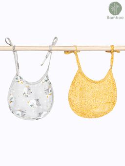 Cocoon Care - Bamboo Muslin Terry Bib Cloth for Babies with Adorable Print (Pack Of 2) (0-6 Months)