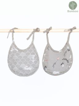 Cocoon Care - Bamboo Muslin Terry Bib Cloth for Babies with Adorable Print (Pack Of 2) (0-6 Months)