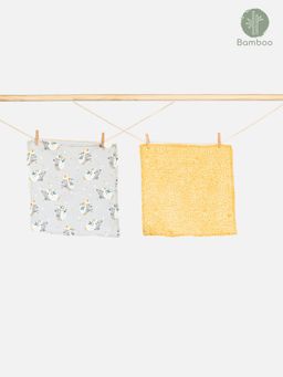 Cocoon Care - Bamboo Muslin Wash Cloth for Babies with Adorable Prints (Pack Of 2) (0-6 Months)