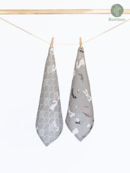 Cocoon Care - Bamboo Muslin Wash Cloth for Babies with Adorable Prints (Pack Of 2) (0-6 Months)